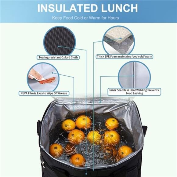 Large Cooler Bag Collapsible 24 Can Insulated Bags Leakproof Lunch Cooler Tote - Picture 4 of 6